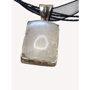 Moonstone 925 Sterling Silver Pendant Necklace Blue Flash 6 Grams Large Bale